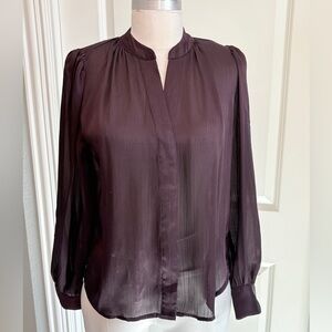 XS banana Republic XS Long Sleeve Chocolate Brown Blouse NWT